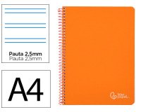Cuaderno espiral liderpapel a4 witty tapa dura 80h 90gr pauta 2,5mm con margen color naranja