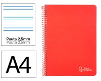Cuaderno espiral liderpapel a4 witty tapa dura 80h 90gr pauta 2,5mm con margen color rojo