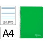 Cuaderno espiral liderpapel a4 witty tapa dura 80h 90gr pauta 2,5mm con margen color verde