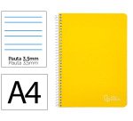 Cuaderno espiral liderpapel a4 witty tapa dura 80h 90gr pauta 3,5mm con margen color amarillo