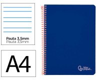Cuaderno espiral liderpapel a4 witty tapa dura 80h 90gr pauta 3,5mm con margen color azul oscuro