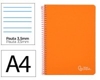 Cuaderno espiral liderpapel a4 witty tapa dura 80h 90gr pauta 3,5mm con margen color naranja
