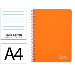 Cuaderno espiral liderpapel a4 witty tapa dura 80h 90gr pauta 3,5mm con margen color naranja