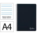 Cuaderno espiral liderpapel a4 witty tapa dura 80h 90gr pauta 3,5mm con margen color negro