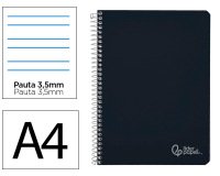 Cuaderno espiral liderpapel a4 witty tapa dura 80h 90gr pauta 3,5mm con margen color negro