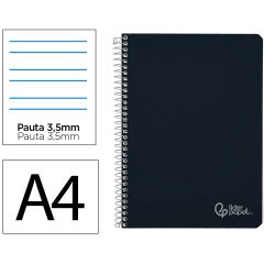 Cuaderno espiral liderpapel a4 witty tapa dura 80h 90gr pauta 3,5mm con margen color negro