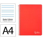 Cuaderno espiral liderpapel a4 witty tapa dura 80h 90gr pauta 3,5mm con margen color rojo