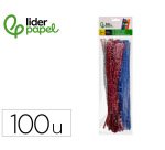 Limpiapipas de chenilla liderpapel 30 cm colores brillantes surtidos bolsa de 100 unidades