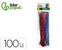 Limpiapipas de chenilla liderpapel 30 cm colores brillantes surtidos bolsa de 100 unidades