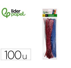 Limpiapipas de chenilla liderpapel 30 cm colores brillantes surtidos bolsa de 100 unidades