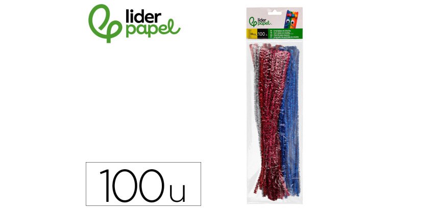Limpiapipas de chenilla liderpapel 30 cm colores brillantes surtidos bolsa de 100 unidades