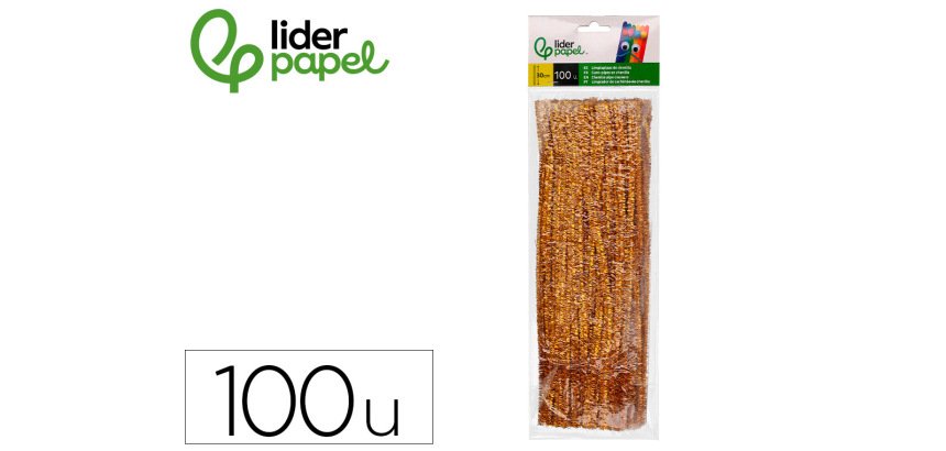 Limpiapipas de chenilla liderpapel 30 cm color oro bolsa de 100 unidades