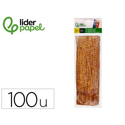 Limpiapipas de chenilla liderpapel 30 cm color oro bolsa de 100 unidades