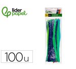 Limpiapipas de chenilla liderpapel 30 cm colores mate surtidos bolsa de 100 unidades