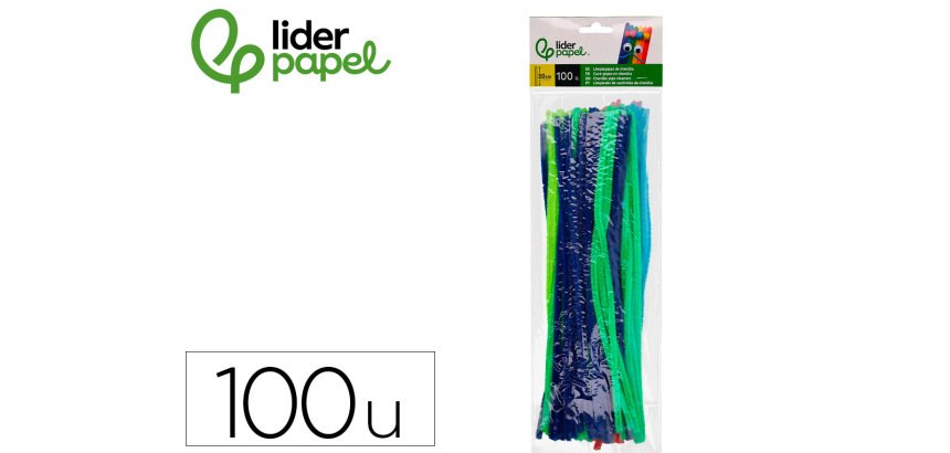 Limpiapipas de chenilla liderpapel 30 cm colores mate surtidos bolsa de 100 unidades