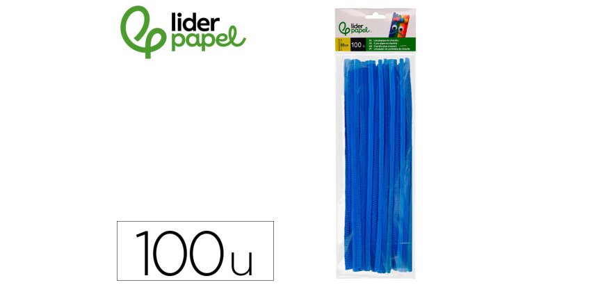 Limpiapipas de chenilla liderpapel 30 cm color azul mate bolsa de 100 unidades