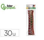 Limpiapipas de chenilla liderpapel 30 cm dos colores brillantes surtidos bolsa de 30 unidades