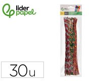 Limpiapipas de chenilla liderpapel 30 cm dos colores brillantes surtidos bolsa de 30 unidades