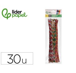 Limpiapipas de chenilla liderpapel 30 cm dos colores brillantes surtidos bolsa de 30 unidades