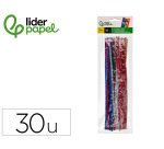 Limpiapipas de chenilla liderpapel 30 cm colores brillantes surtidos bolsa de 30 unidades