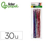 Limpiapipas de chenilla liderpapel 30 cm colores brillantes surtidos bolsa de 30 unidades