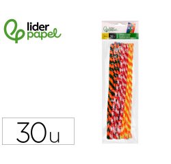 Limpiapipas de chenilla liderpapel 30 cm dos colores mate surtidos bolsa de 30 unidades