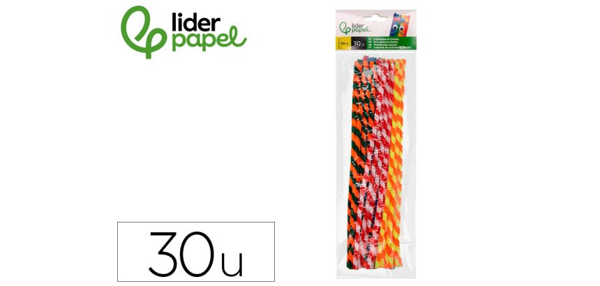 Limpiapipas de chenilla liderpapel 30 cm dos colores mate surtidos bolsa de 30 unidades