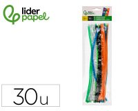 Limpiapipas de chenilla liderpapel 30 cm colores mate surtidos bolsa de 30 unidades