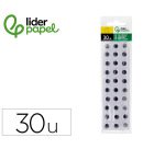 Ojo adhesivo liderpapel 12 mm blanco con pupila negra pack de 30 unidades