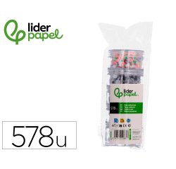 Ojo adhesivo liderpapel tamaños y colores surtidos 5 botes adaptables con 578 unidades