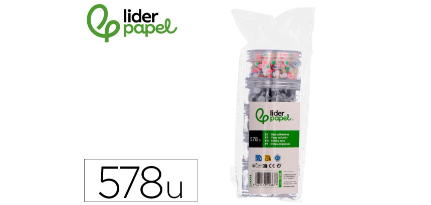 Ojo liderpapel tamaños y colores surtidos 5 botes adaptables con 578 unidades