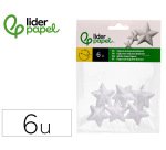 Figura de espuma blanca liderpapel estrella de 4 cm bolsa con 6 unidades