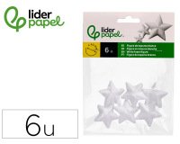 Figura de espuma blanca liderpapel estrella de 4 cm bolsa con 6 unidades