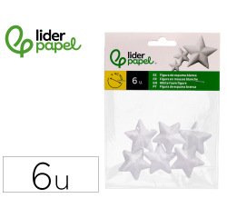 Figura de espuma blanca liderpapel estrella de 4 cm bolsa con 6 unidades