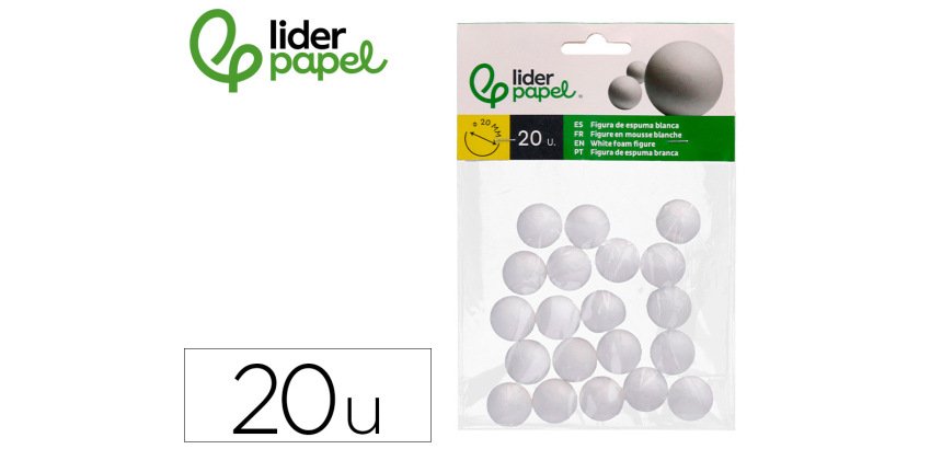 Figura de espuma blanca liderpapel bola de 2 cm bolsa con 20 unidades