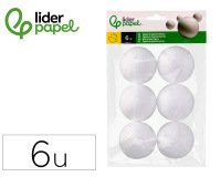 Figura de espuma blanca liderpapel bola de 7 cm bolsa con 6 unidades