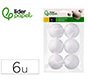Figura de espuma blanca liderpapel bola de 7 cm bolsa con 6 unidades