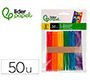 Palitos de madera liderpapel colores surtidos 11,4x1 cm bolsa con 50 unidades