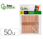 Palitos de madera liderpapel color natural 11,4 x 1 cm bolsa con 50 unidades
