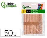 Palitos de madera liderpapel color natural 11,4 x 1 cm bolsa con 50 unidades