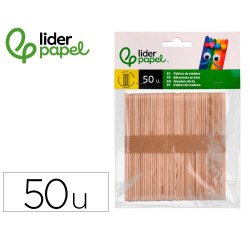 Palitos de madera liderpapel color natural 11,4 x 1 cm bolsa con 50 unidades