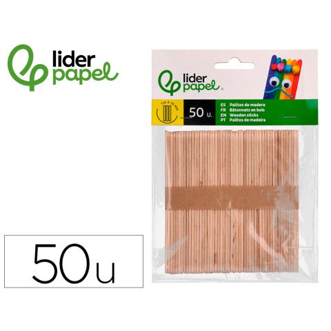 Palill0 de madera liderpapel color natural 11,4 x 1 cm bolsa con 50 unidades