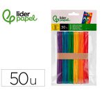 Palitos de madera liderpapel colores surtidos 15x1,8 cm bolsa con 50 unidades
