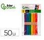 Palitos de madera liderpapel colores surtidos 15x1,8 cm bolsa con 50 unidades