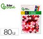 Pompones de colores liderpapel 1,5 cm tonalidades rojas bolsa con 80 unidades