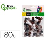 Pompones de colores liderpapel 1,5 cm tonalidades neutras bolsa con 80 unidades