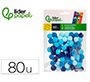 Pompones de colores liderpapel 1,5 cm tonalidades azules bolsa con 80 unidades