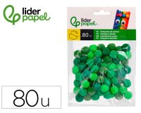 Pompones de colores liderpapel 1,5 cm tonalidades verdes bolsa con 80 unidades