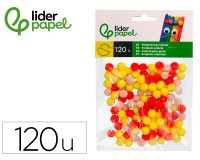 Pompones de colores liderpapel 1 cm tonalidades calidas bolsa con 120 unidades