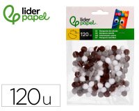 Pompones de colores liderpapel 1 cm tonalidades neutras bolsa con 120 unidades